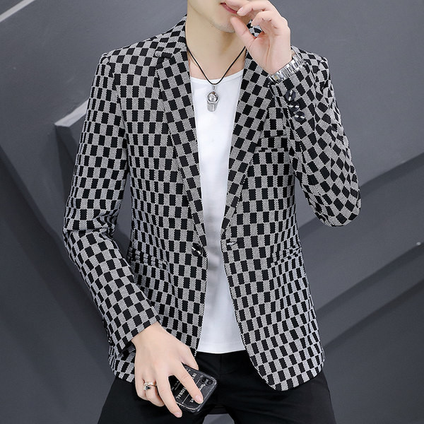 Jachetă casual pentru bărbați cu model în carouri