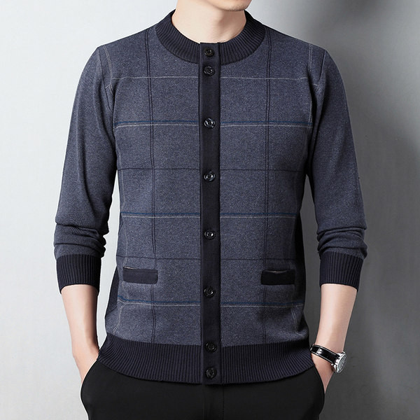 Cardigan casual pentru bărbați, cu decolteu oval