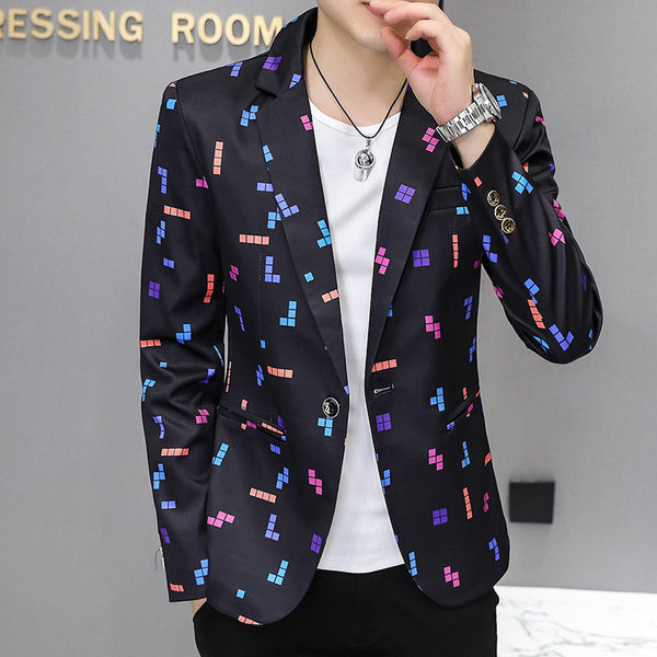 Jachetă bărbătească elegantă, cu imprimeu și închidere cu nasturi