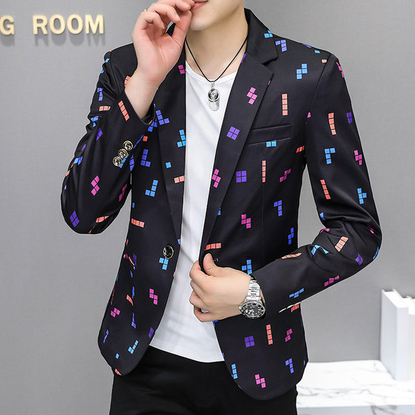 Jachetă bărbătească elegantă, cu imprimeu și închidere cu nasturi