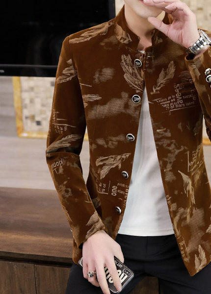 Geaca casual barbatesc cu imprimeu si nasturi