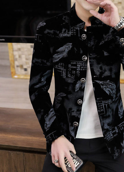 Geaca casual barbatesc cu imprimeu si nasturi