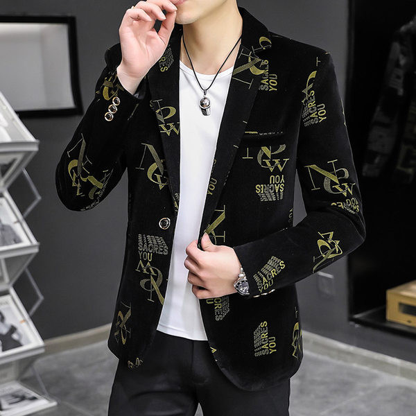 Jachetă pentru bărbați cu imprimeu și buzunar