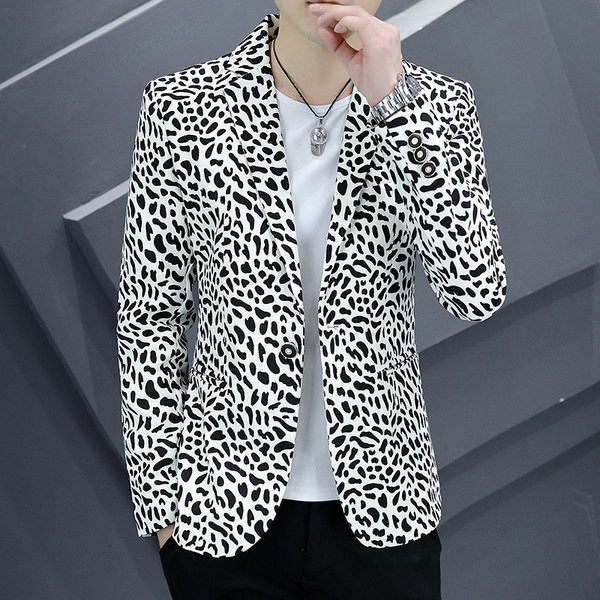 Sacou elegant pentru barbati cu imprimeu animal