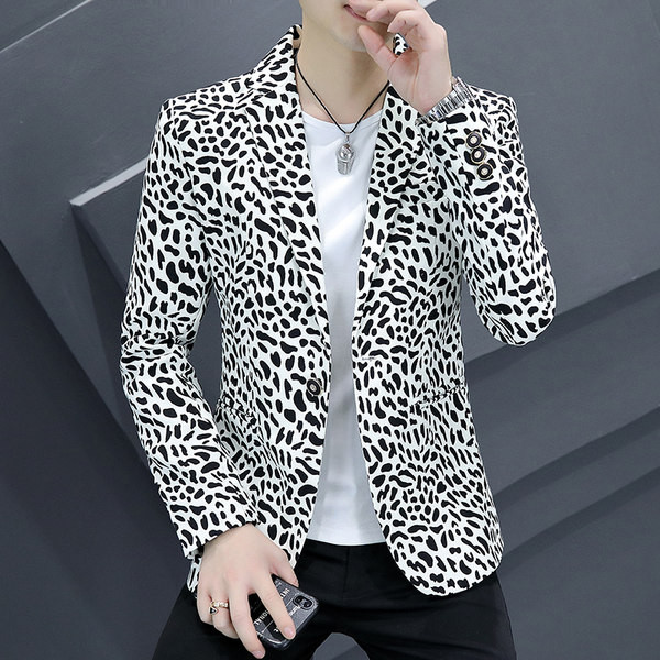 Sacou elegant pentru barbati cu imprimeu animal