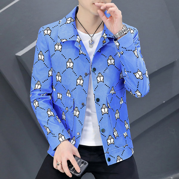 Jachetă casual pentru bărbați cu imprimeu tricolor