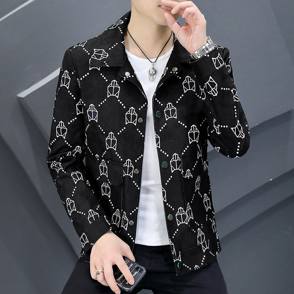 Jachetă casual pentru bărbați cu imprimeu tricolor