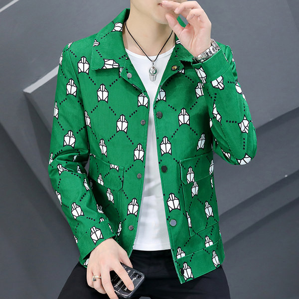 Jachetă casual pentru bărbați cu imprimeu tricolor