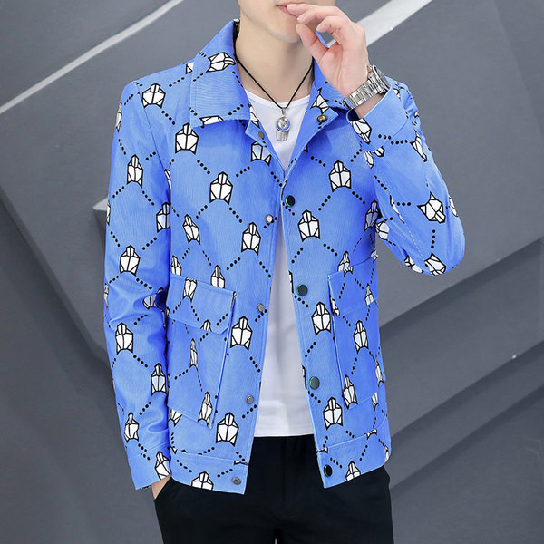 Jachetă casual pentru bărbați cu imprimeu tricolor