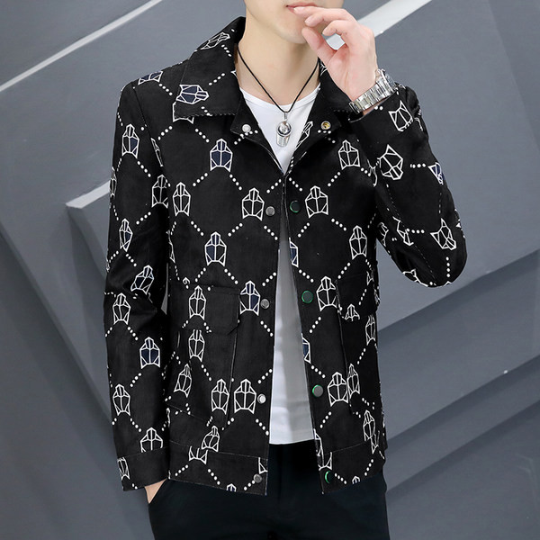 Jachetă casual pentru bărbați cu imprimeu tricolor