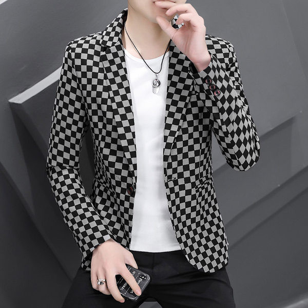 Geaca casual in carouri pentru barbati - model montat