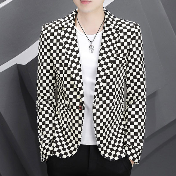 Geaca casual in carouri pentru barbati - model montat