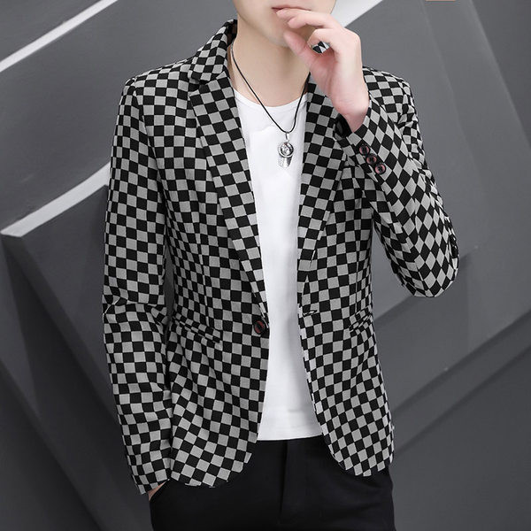 Geaca casual in carouri pentru barbati - model montat