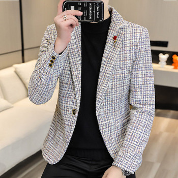 Кариран модел мъжко сако с копче
