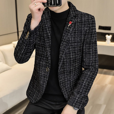 Geaca barbati cu model in carouri cu nasture