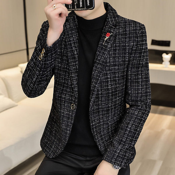 Geaca barbati cu model in carouri cu nasture