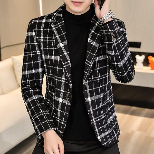 Geaca barbati cu model in carouri cu nasture