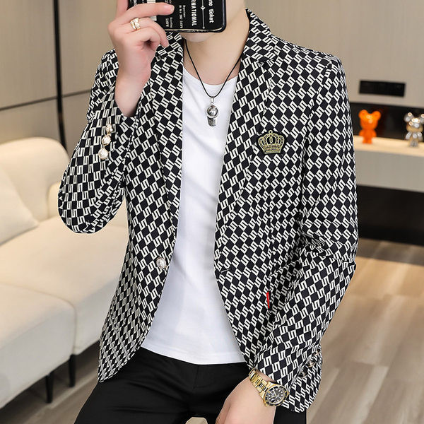 Jachetă cu nasturi în carouri pentru bărbați