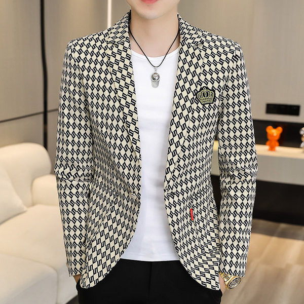 Jachetă cu nasturi în carouri pentru bărbați