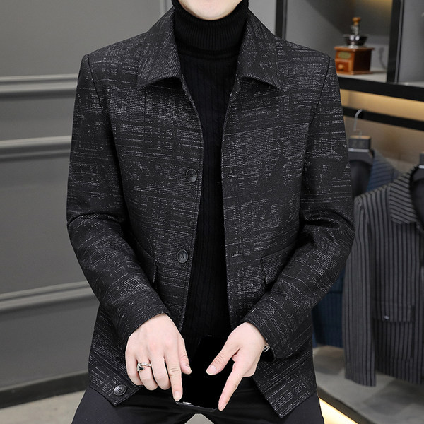Jachetă pentru bărbați cu guler clasic într-o singură culoare