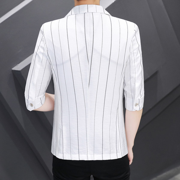 Jachetă cu mâneci 3/4 în dungi de primăvară