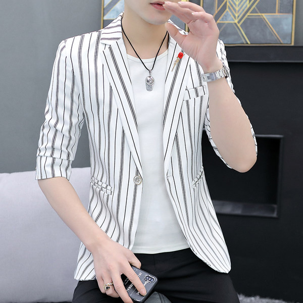 Jachetă în dungi, cu mâneci 3/4