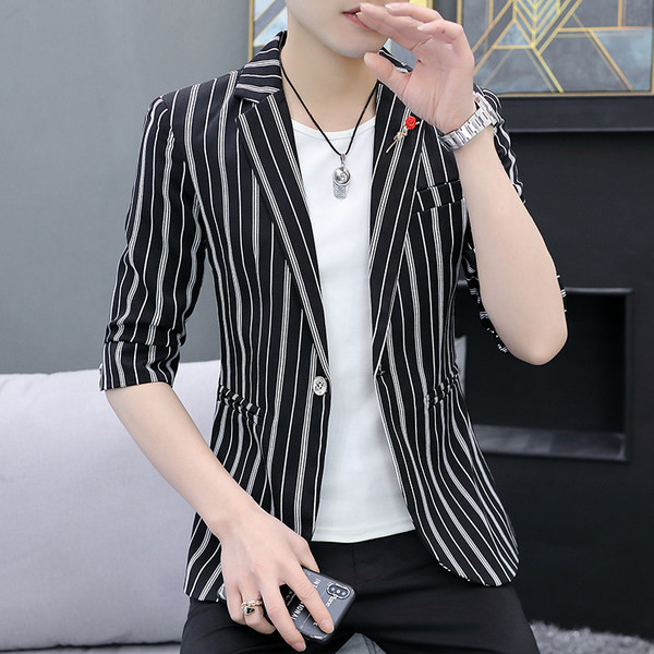 Jachetă în dungi, cu mâneci 3/4