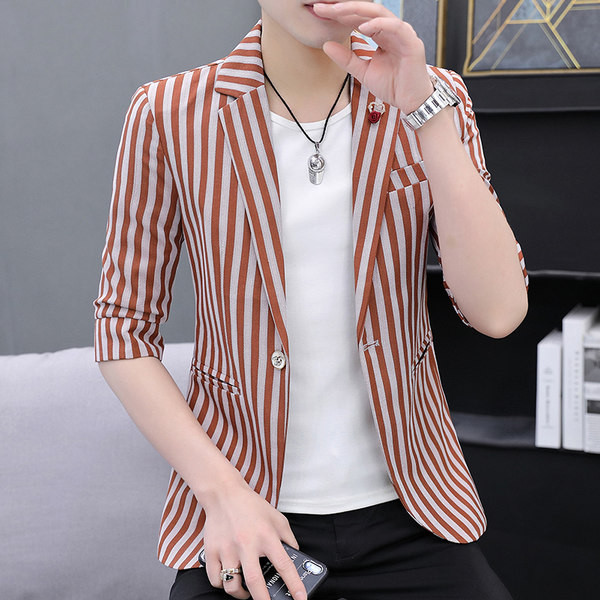 Jachetă în dungi, cu mâneci 3/4