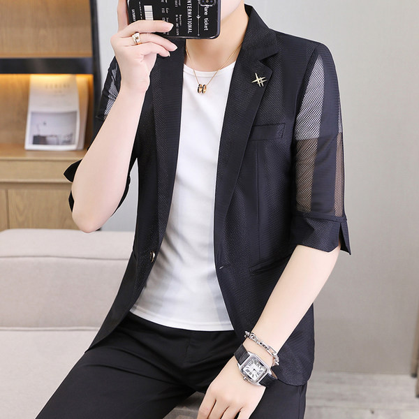 Jachetă casual pentru bărbați, cu mâneci 3/4