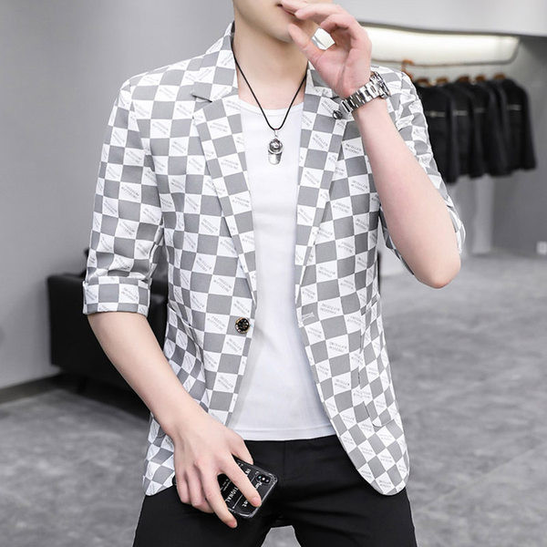 Geaca barbati in carouri cu guler si buzunar