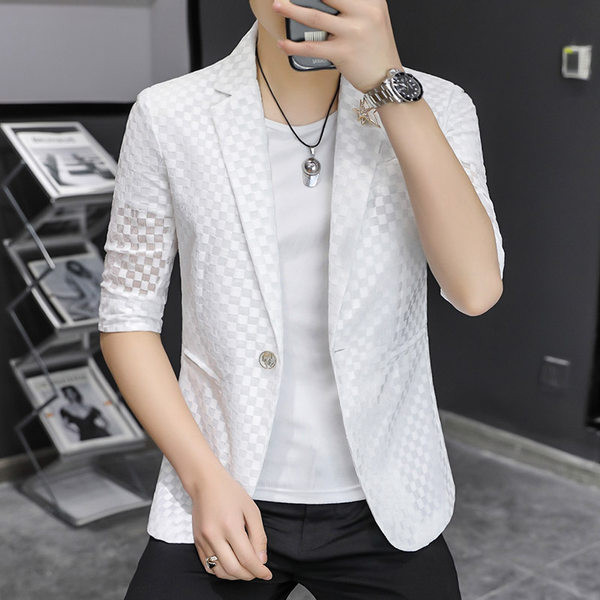 Geaca in carouri primavara cu maneci 3/4 - model montat