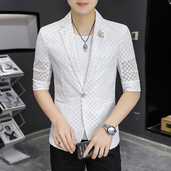 Geaca in carouri primavara cu maneci 3/4 - model montat