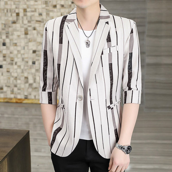 Jachetă pentru bărbați alb-negru cu inscripții