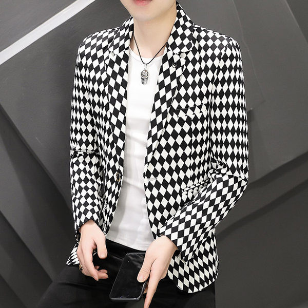 Jachetă în carouri casual pentru bărbați