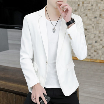 Изчистен модел мъжко сако в бял и черен цвят