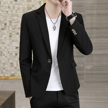 Изчистен модел мъжко сако в бял и черен цвят
