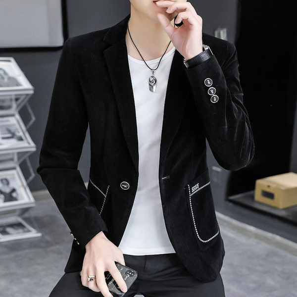 Jachetă pentru bărbați cu element decorativ pe guler
