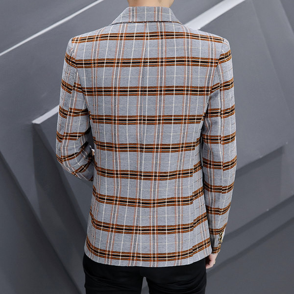 Jachetă de primăvară cu mânecă lungă în carouri pentru bărbați