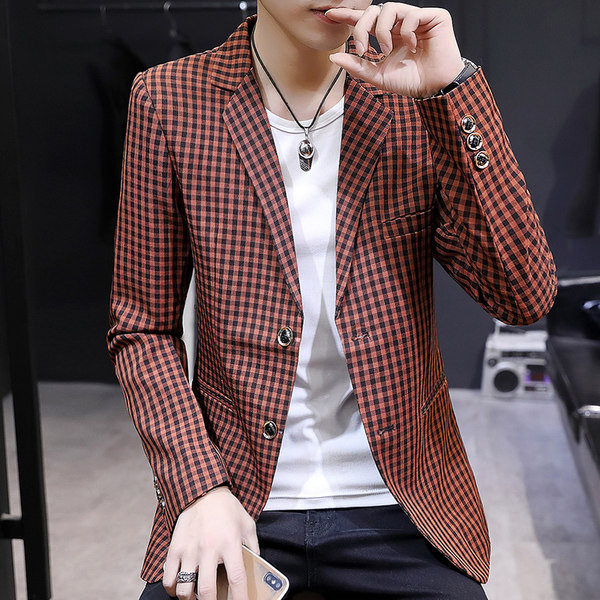 Geaca barbati in carouri cu nasturi - model montat