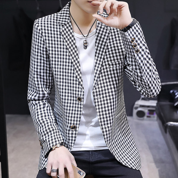 Geaca barbati in carouri cu nasturi - model montat