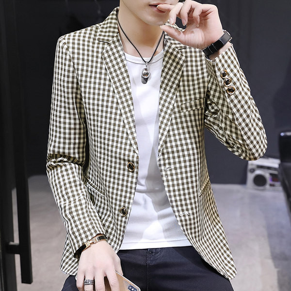 Geaca barbati in carouri cu nasturi - model montat