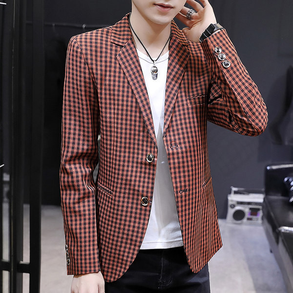 Geaca barbati in carouri cu nasturi - model montat