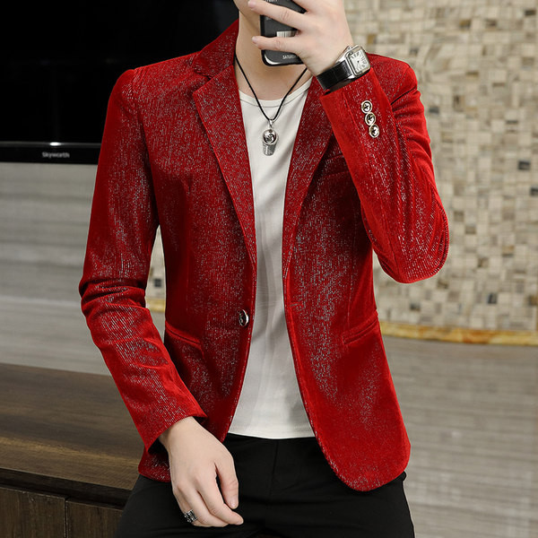 Jacheta pentru barbati cu efect stralucitor si nasturi