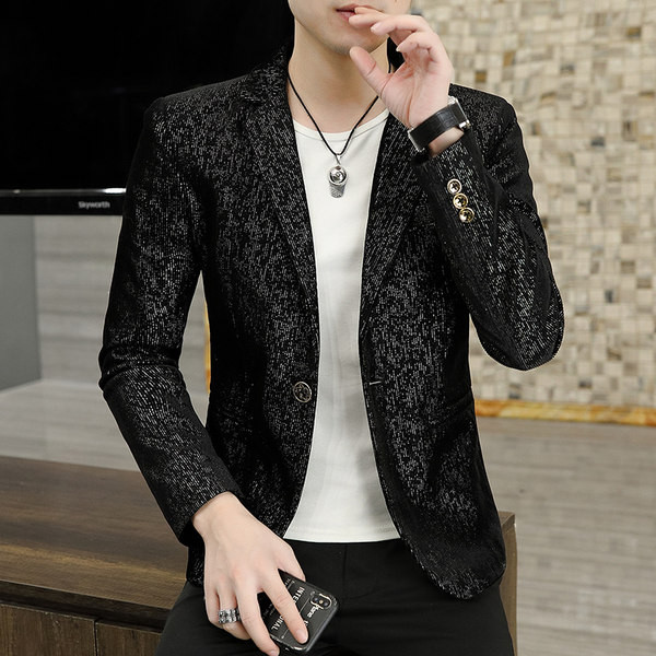 Jacheta pentru barbati cu efect stralucitor si nasturi