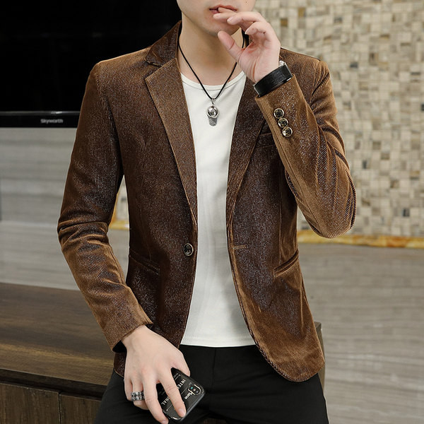 Jacheta pentru barbati cu efect stralucitor si nasturi