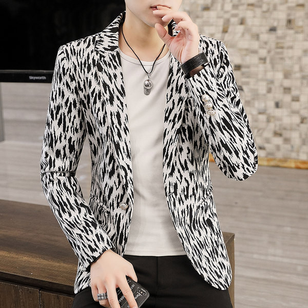 Jachetă la modă cu decolteu în V cu imprimeu animal