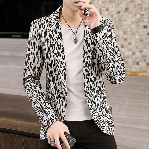 Jachetă la modă cu decolteu în V cu imprimeu animal