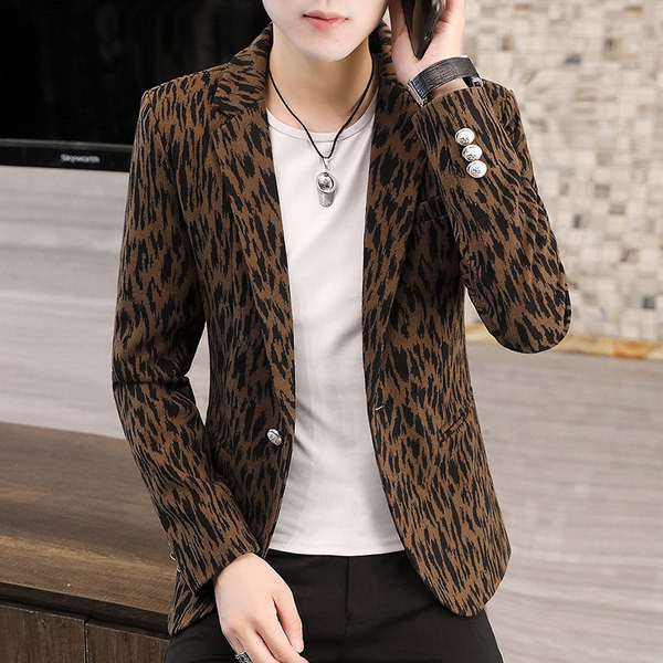 Jachetă la modă cu decolteu în V cu imprimeu animal