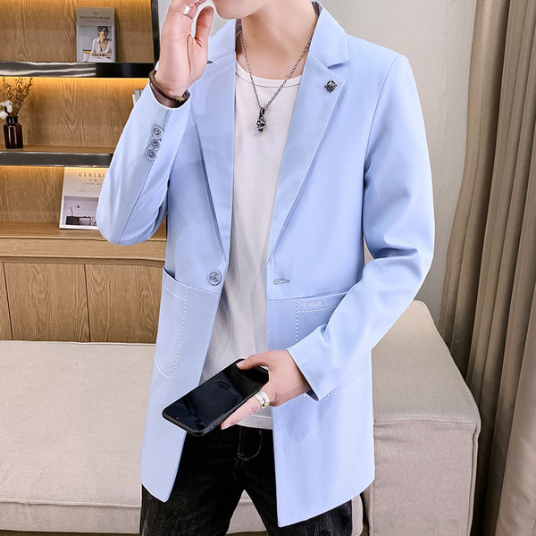 Jachetă pentru bărbați model nou cu decolteu ascuțit și închidere cu nasturi