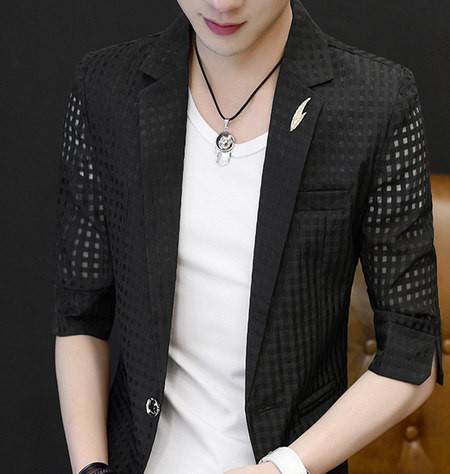 Jachetă casual pentru bărbați cu mâneci 3/4 lungime